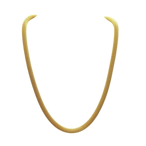 Gold Tone Mesh Chain Necklace With Lobster Clasp Closure 18 Inches - Picture 1 of 5